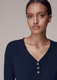 Paiton Ribbed Button Front Top